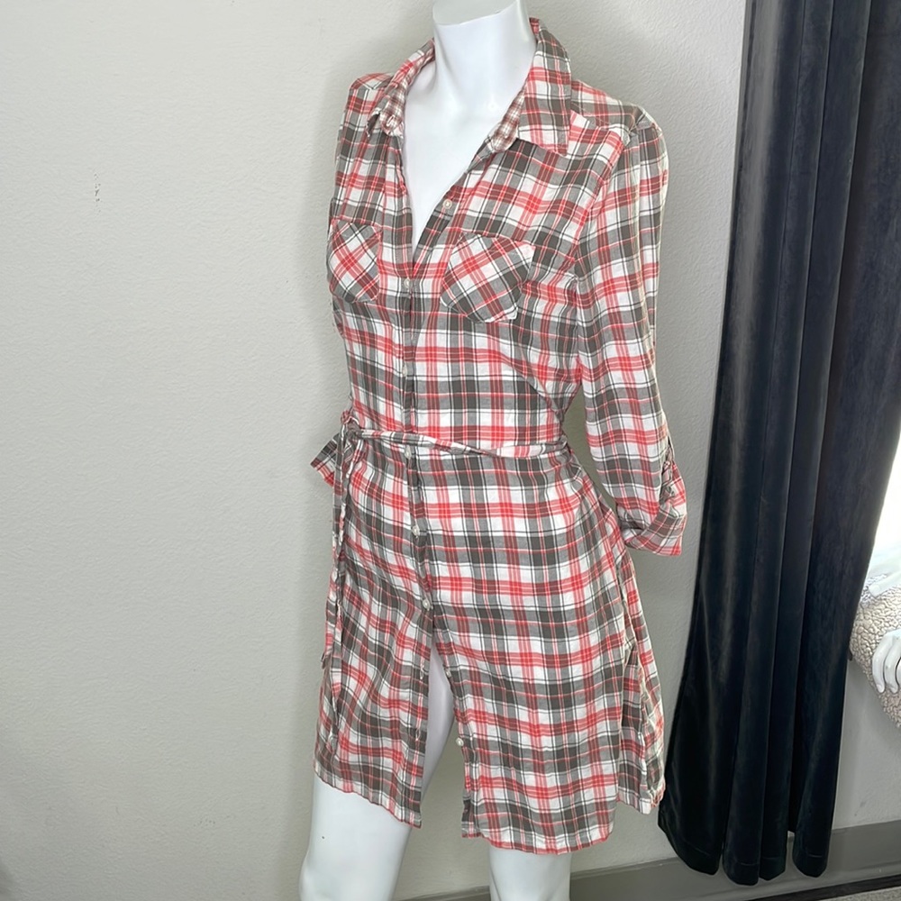 Flannel button up dress